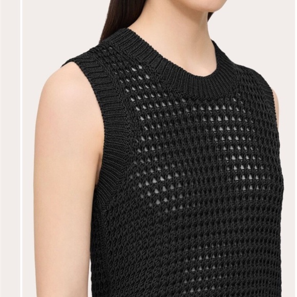 Theory Mayleen Open Stitch Mock Neck Sweater Vest Size Small Black - Picture 5 of 12